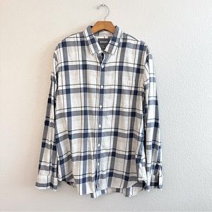 Bonobos XL Slim Fit Plaid Button Down Grey white blue Bonobos